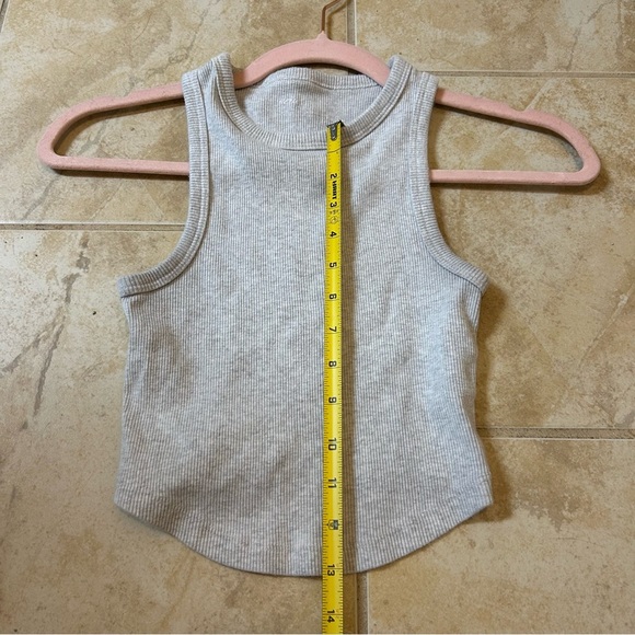 Aerie Gray Ribbed Cropped Tank Top - Picture 4 of 7